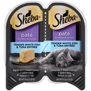 Sheba Perfect Portions Grain-Free Tender Whitefish & Tuna Entree Pate Adult Wet Cat Food Trays, 2.6-oz, case of 24 twin-packs