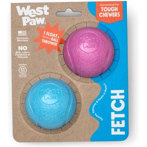 West Paw Boundr Ball Dog Chew Toy, 2 count, Hot Pink/Aqua Blue, Small