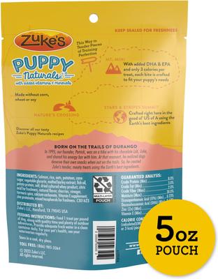 Show full view: Zuke's Puppy Naturals Salmon Recipe Soft & Chewy Training Dog Treats, 5-oz pouch slide 3 of 13