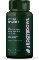 Rooted Owl Natural Immunity Vegan Capsules Supplement with Triple Mushroom Blend for Dogs & Cats, 60 count