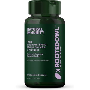 Rooted Owl Natural Immunity Vegan Capsules Supplement with Triple Mushroom Blend for Dogs & Cats, 60 count