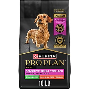 Purina Pro Plan Small Breed Adult Sensitive Skin & Stomach Formula Dry Dog Food, 16-lb bag