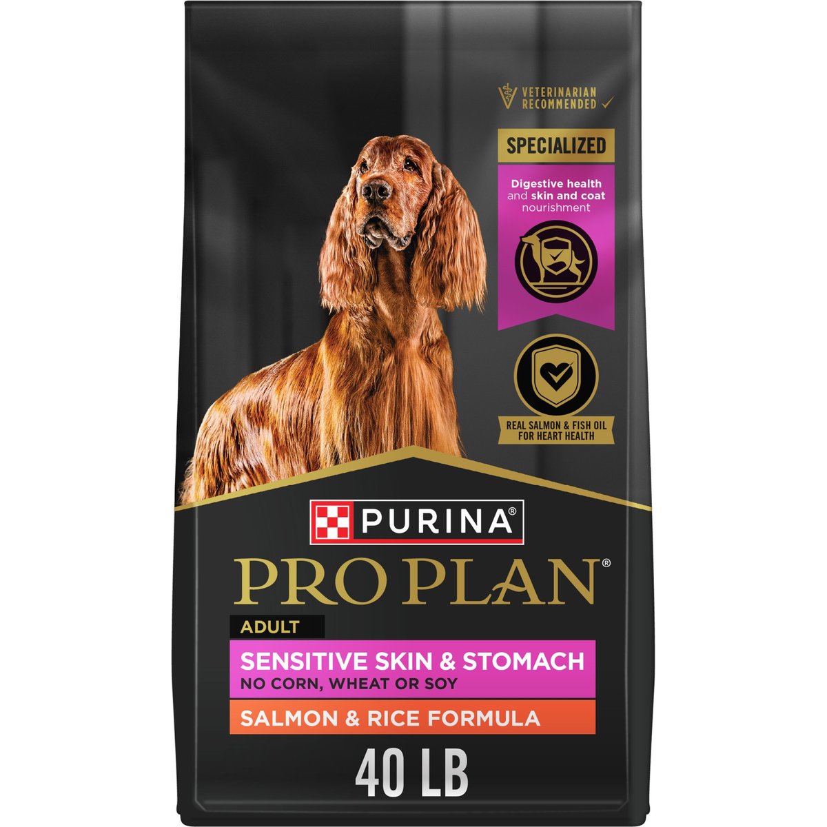 Purina Pro Plan Sensitive Skin and Stomach Dry Dog Food Adult Salmon & Rice Formula, 40-lb bag