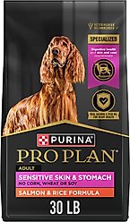 Purina Pro Plan Adult Sensitive Skin & Stomach Salmon & Rice Formula Dry Dog Food, 30-lb bag slide 1 of 9