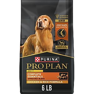 Purina Pro Plan Complete Essentials Adult 7+ Shredded Blend Chicken & Rice High Protein Formula with Probiotics Dry Dog Food, 6-lb bag
