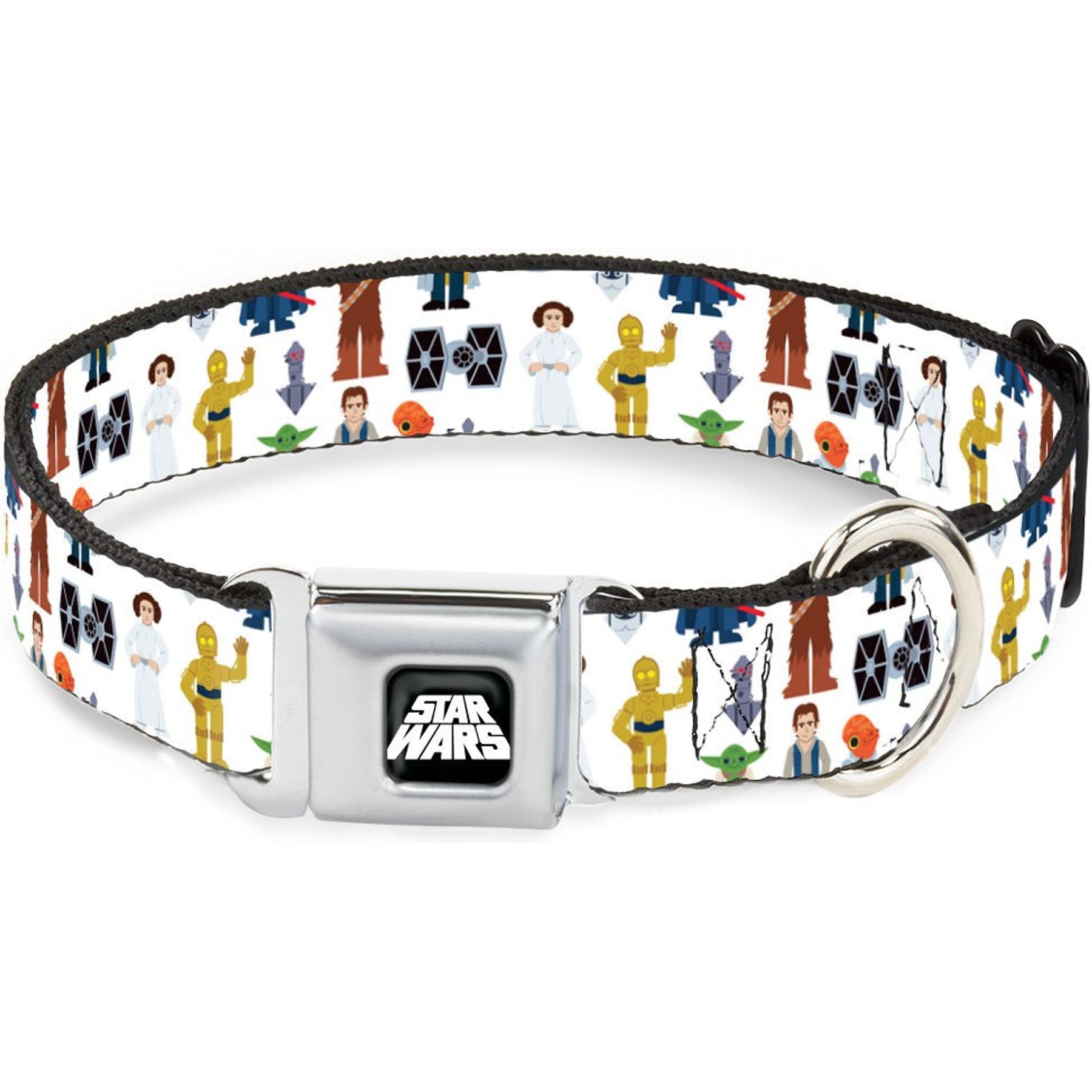 Buckle-Down Star Wars Classic Characters Collage Metal Seatbelt Buckle Dog Collar, White, Small: 9.5 to 13-in neck, 1-in wide