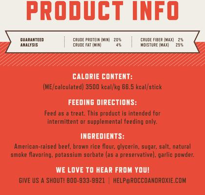 Show full view: Rocco & Roxie Supply Co. Gourmet Beef Jerky Dog Sticks, 16-oz bag slide 8 of 11