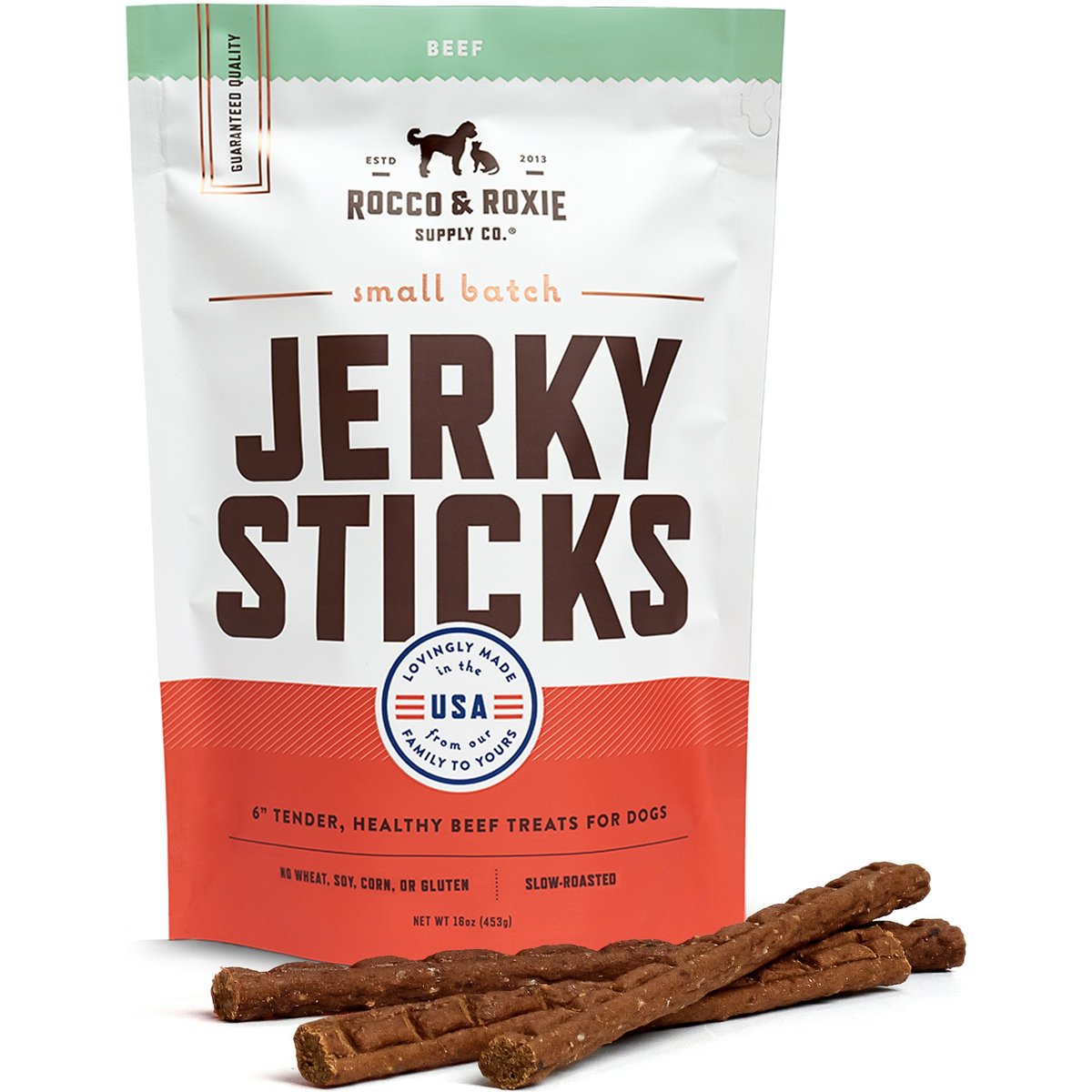 Rocco & Roxie Supply Co. Gourmet Beef Jerky Dog Sticks, 16-oz bag