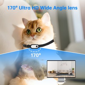 Luckylala Pet Tracking Camera Collar, White, 64 GB