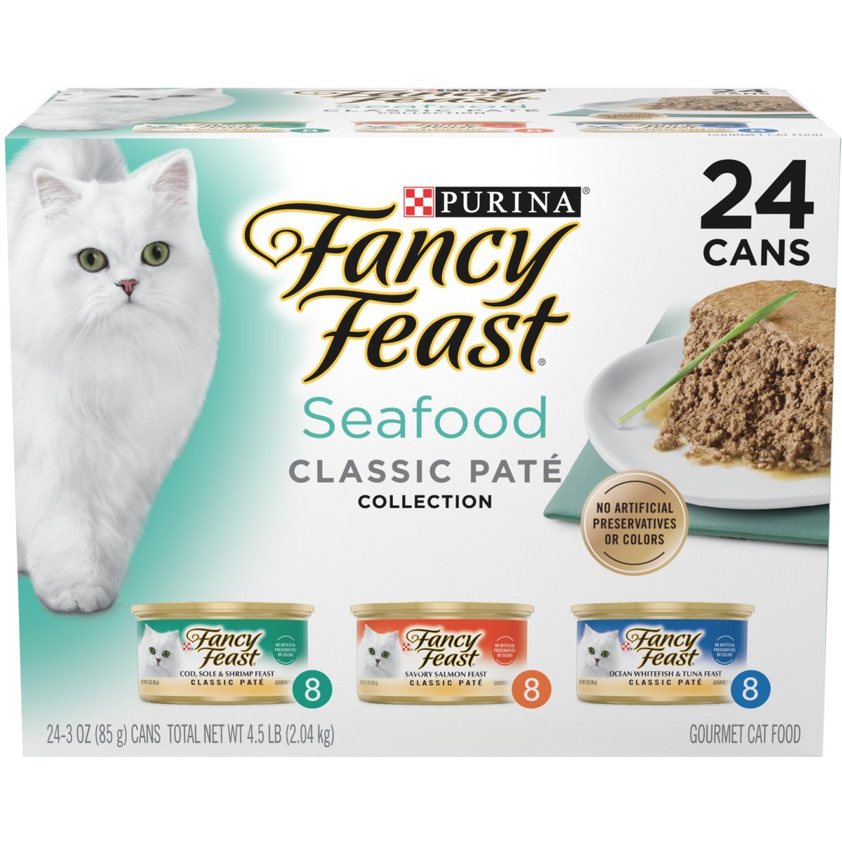 Purina Fancy Feast Seafood Classic Pate Collection Grain Free Wet Cat Food Pate Variety Pack