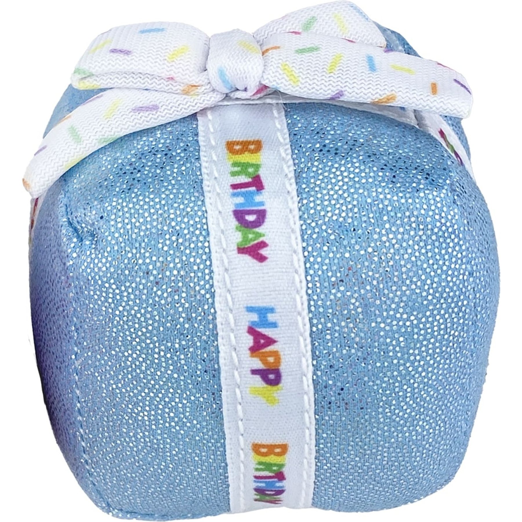 Multipet Birthday Present Plush Cat Toy with Catnip, Blue/White, 2.5-in