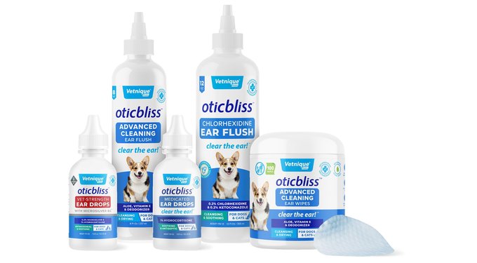 Vetnique Labs Oticbliss Cleaning & Drying Ear Finger Mitt Dog & Cat Ear Wipes