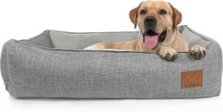 ATIFBOP Cooling Energy Gel Memory Foam Orthopedic Bolster Dog & Cat Bed with Removable Cover, Grey, Large