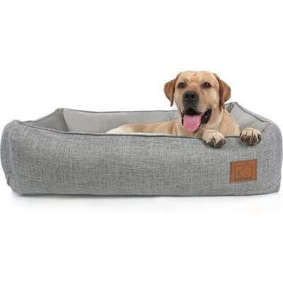 ATIFBOP ATIFBOP Cooling Energy Gel Memory Foam Orthopedic Bolster Dog & Cat Bed with Removable Cover, Grey, Large