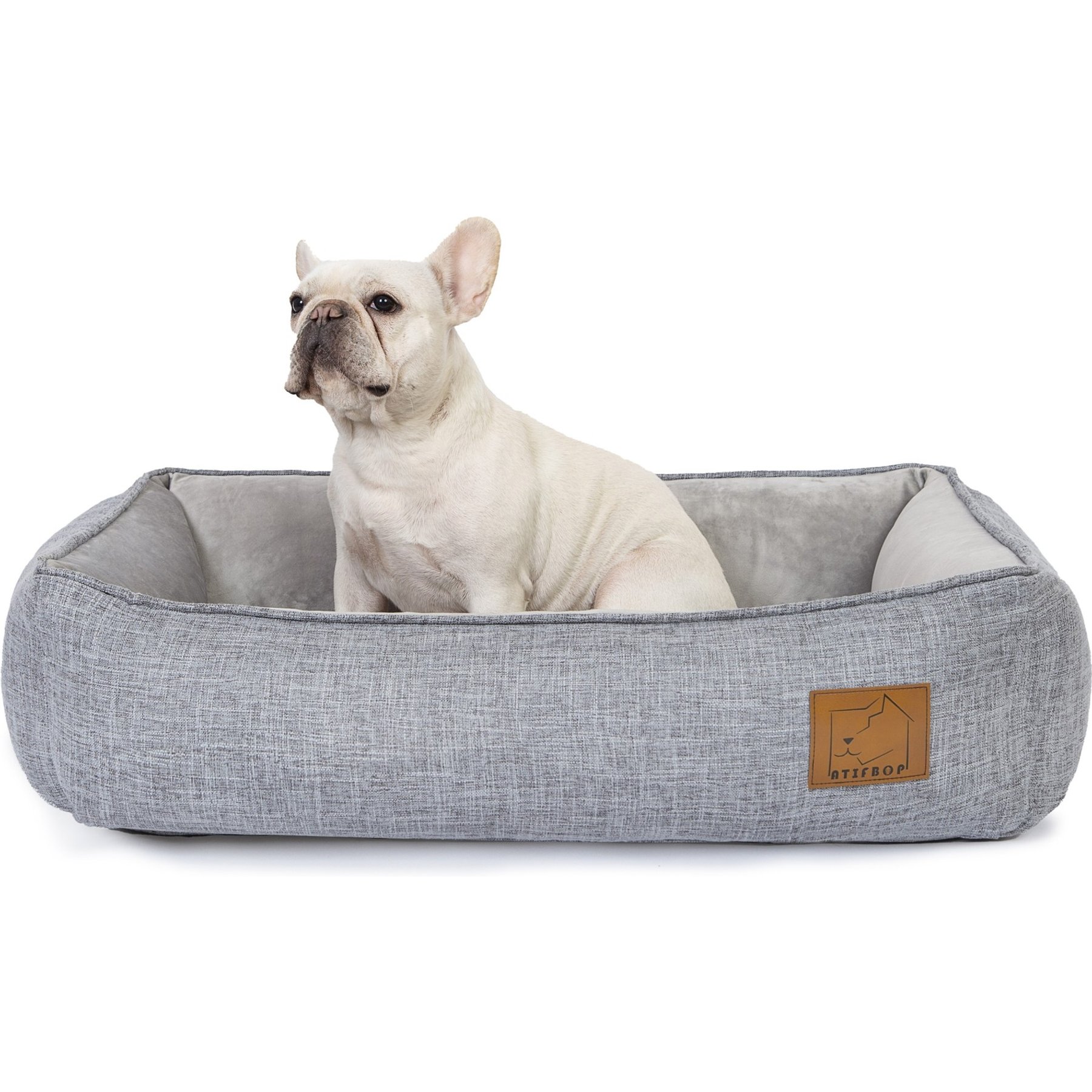 ATIFBOP Cooling Energy Gel Memory Foam Orthopedic Bolster Dog & Cat Bed with Removable Cover, Grey, Medium