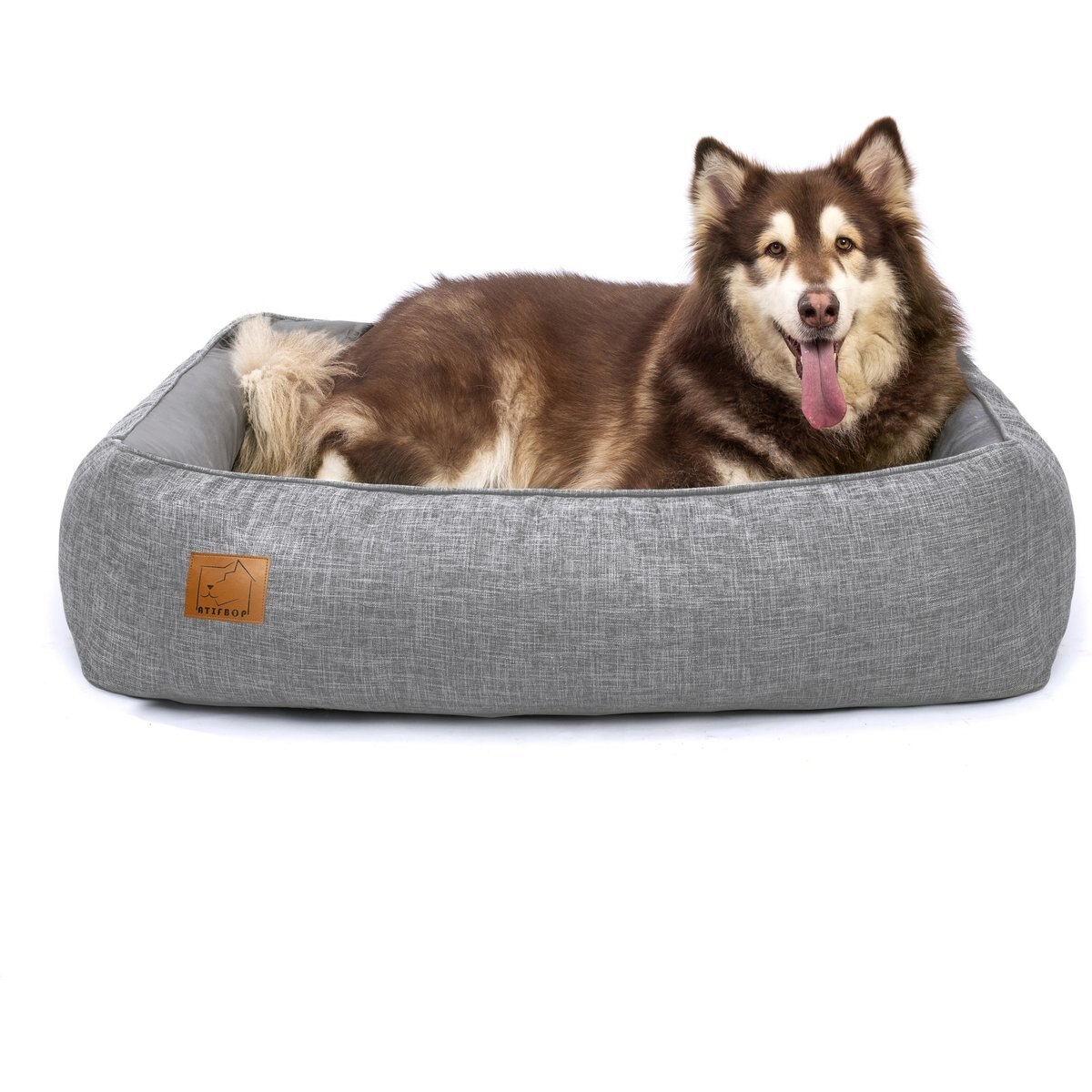 ATIFBOP Cooling Energy Gel Memory Foam Orthopedic Bolster Dog & Cat Bed with Removable Cover, Grey, X-Large