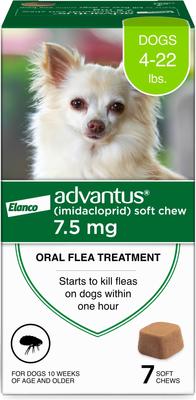 Show full view: Advantus Flea Oral Treatment, 4-22 lbs, 7 Soft Chews + Pet Protect Fast Acting Calming Supplement for Dogs, 60 count slide 2 of 9