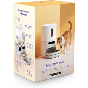 Pawsync 3.6 Liter Stainless Steel Bowl Automatic Dog & Cat Smart Feeder, White, Medium