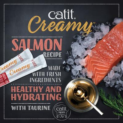 Show full view: Catit Creamy Salmon Lickable Cat Treats, 0.5-oz tube, case of 5 slide 3 of 7