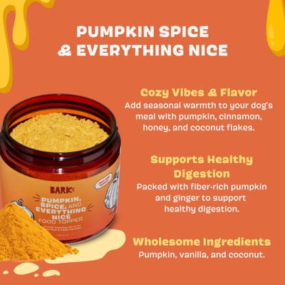 Show full view: BARK Pumpkin Spice Digestive Broth Powder Dog Food Topper, 6.1-oz jar slide 5 of 10
