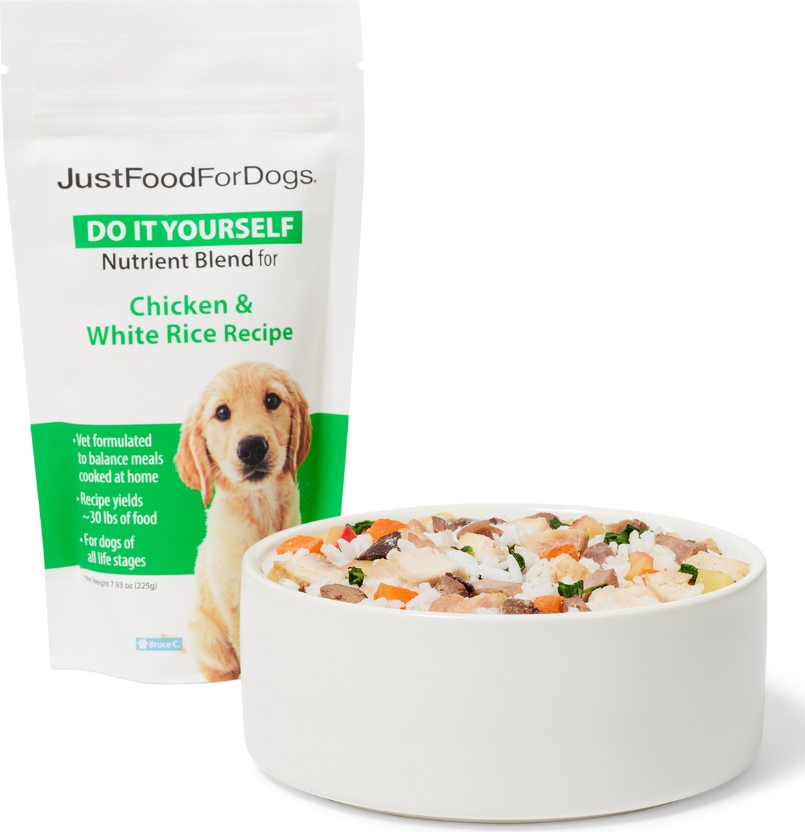 JustFoodForDogs Chicken & Rice Stew Recipe Fresh Dog Food Topper, 11-oz pouch, case of 12