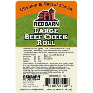 Redbarn Glazed Beef Cheek Roll Dog Chew, Large