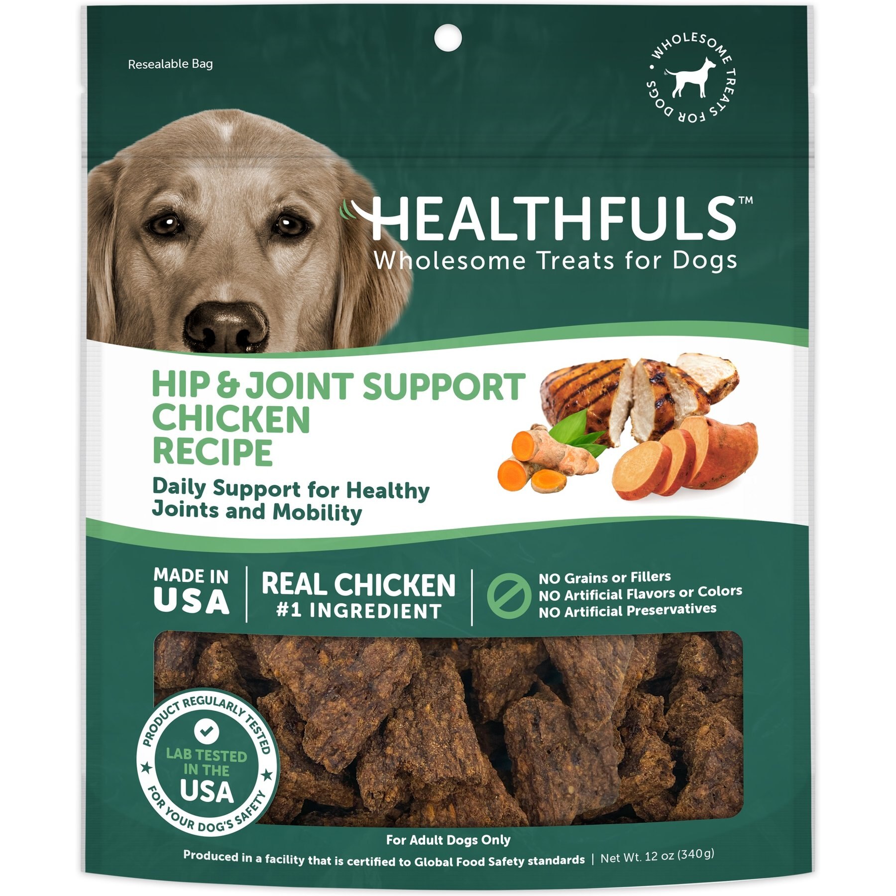 Healthfuls Hip & Joint Support Chicken Recipe Dog Treats, 12-oz bag