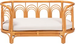 Bencmate Indoor Bohemian Rattan Orthopedic Oval Sleeping Platform Novelty Elevated Dog & Cat Bed, Beige, Medium