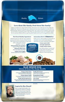 Show full view: Blue Buffalo Life Protection Formula Senior Chicken & Brown Rice Recipe Dry Dog Food, 30-lb bag + Homestyle Recipe Chicken Dinner with Garden Vegetables Senior Wet Dog Food, 12.5-oz, case of 12 + Nudges Grillers Chicken Dog Treats, 16-oz bag slide 3 of 9