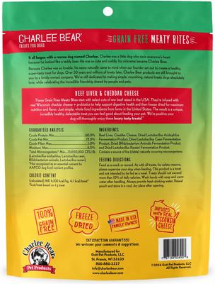 Show full view: Charlee Bear Meaty Bites Beef & Cheese Grain-Free Freeze-Dried Dog Treats, 2.25-oz bag slide 3 of 10