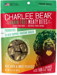 Charlee Bear Meaty Bites Beef Liver & Sweet Potatoes Grain-Free Freeze-Dried Dog Treats, 2.25-oz bag