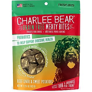 Charlee Bear Meaty Bites Beef Liver & Sweet Potatoes Grain-Free Freeze-Dried Dog Treats, 2.25-oz bag