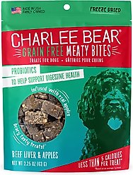 Charlee Bear Meaty Bites Beef Liver & Apples Grain-Free Freeze-Dried Dog Treats, 2.25-oz bag