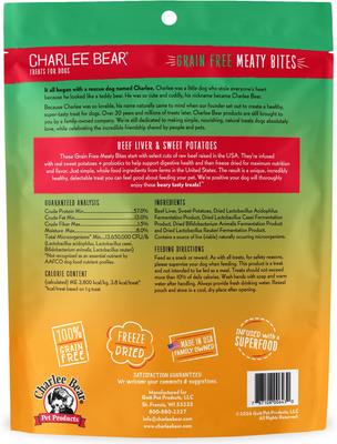 Show full view: Charlee Bear Meaty Bites Beef Liver & Sweet Potatoes Grain-Free Freeze-Dried Dog Treats, 2.25-oz bag slide 3 of 10