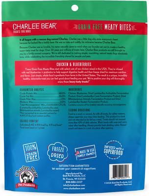 Show full view: Charlee Bear Meaty Bites Chicken & Blueberries Grain-Free Freeze-Dried Dog Treats, 2.25-oz bag slide 3 of 10