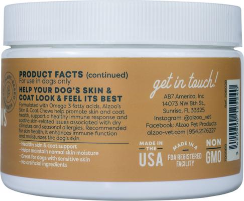 Show full view: ALZOO Skin & Coat Soft Chews Supplement for Dogs, 90 count slide 6 of 10