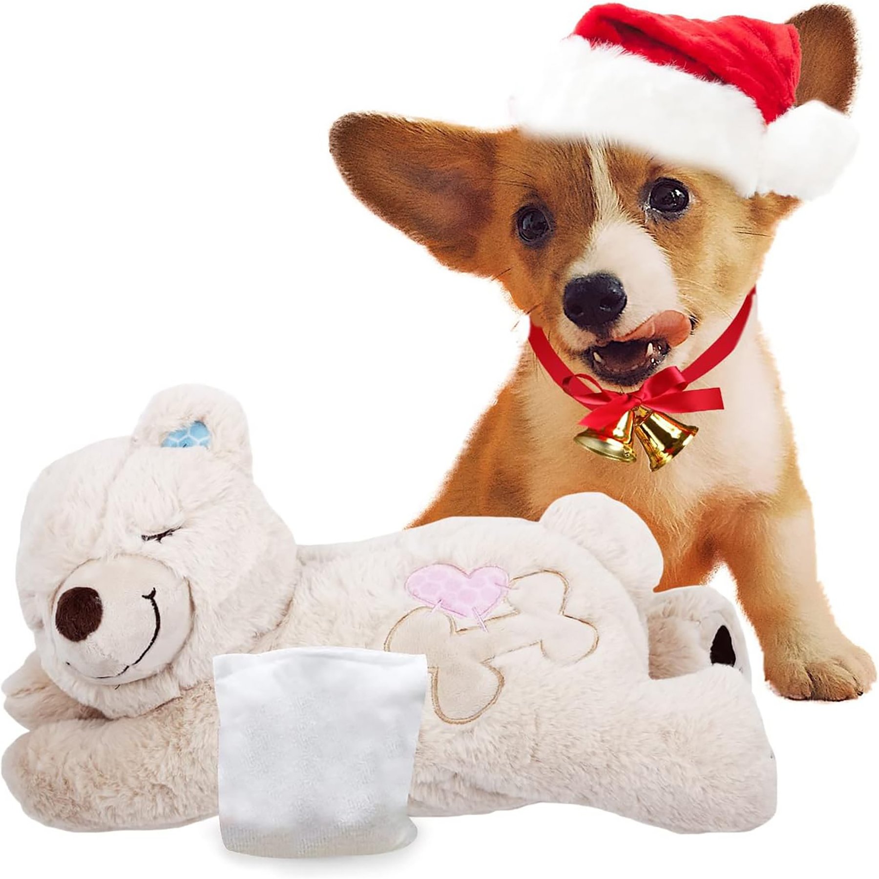 allforpaws Little Buddy Warm Bear Plush Dog Toy, Beige