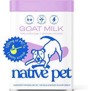 Native Pet Whole Goat Milk Powder Digestive, Recovery & Energy Support for Active Dogs, 14-oz