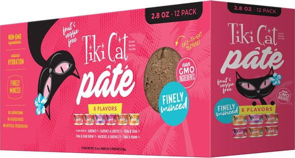 Tiki Cat Pate Variety Pack Wet Cat Food 2.8 oz case of 12