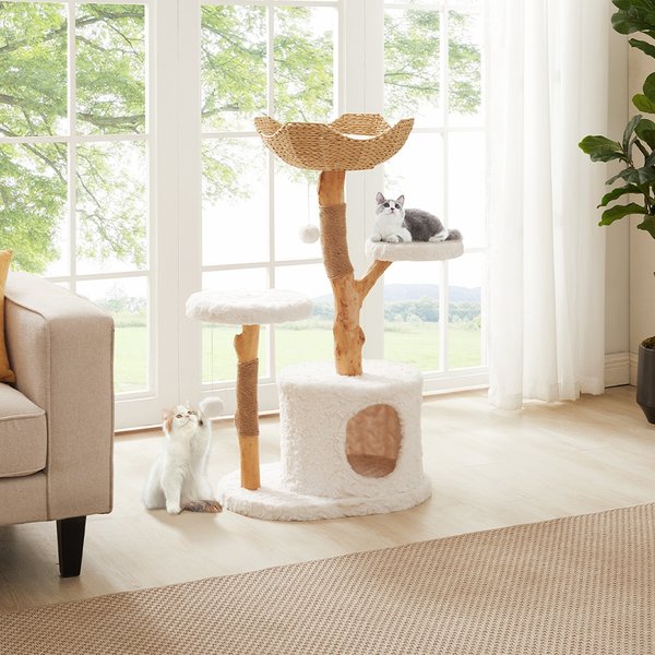 Unipaws 42-in Real Wood Branch 4 Level Cat Tree