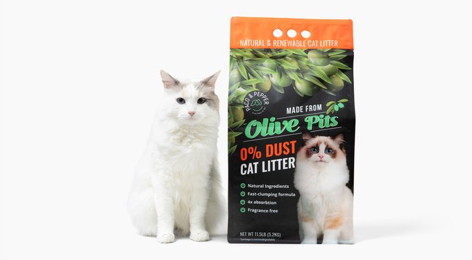PACO & PEPPER Made from Olive Pits 0% Dust Natural Unscented Clumping Cat Litter, 11.5-lb bag