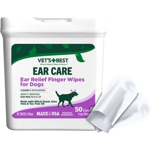 Vet's Best Ear Relief Finger Dog Wipes, 50 count