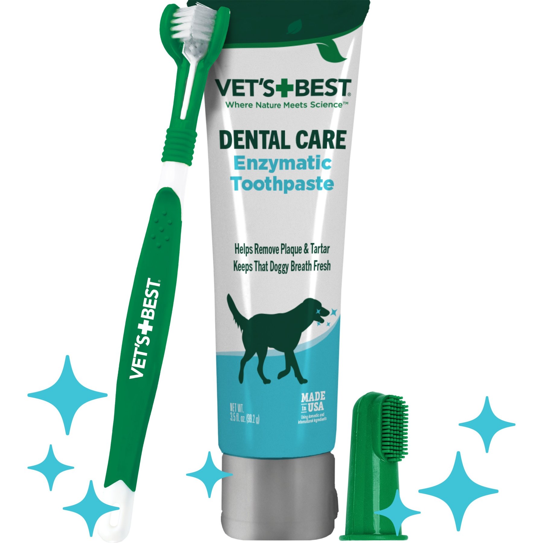 VET S BEST Toothbrush Toothpaste Dental Kit 3.5 oz tube Adult Chewy