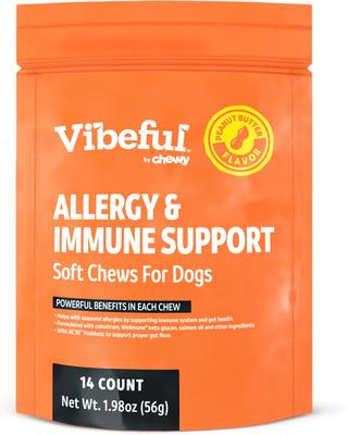 Show full view: Vibeful Favorites Bundle – Allergy & Calming Support Peanut Butter Dog Soft Chew Supplements, 28 count slide 2 of 9