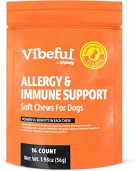 Vibeful Allergy & Immune Support Peanut Butter Flavored Soft Chews Allergy & Immune Supplement for Dogs...