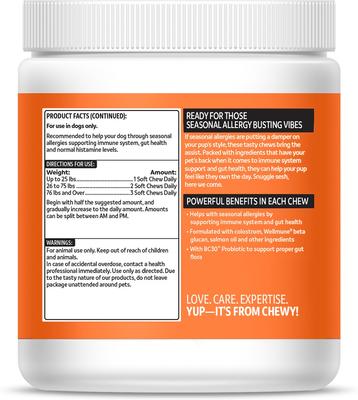 Show full view: Vibeful Allergy & Immune Support Salmon Flavored Soft Chews Allergy & Immune Supplement for Dogs, 90-Count slide 3 of 10