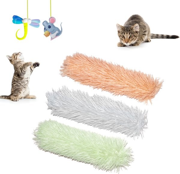 Pet Fit For Life Plüsch-Maus Katzen Spielzeug - 5 Würmer & 5 Federn Ersatzset