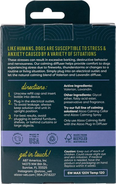Show full view: ALZOO Natural Plant Based Plug-In & Refill Kit Dog Calming Diffuser slide 3 of 8