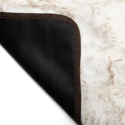 Show full view: PawBrands PupProtector Premium Faux Fur Waterproof Bed Runner Dog Blanket, White with Brown Accents, King/ California King slide 2 of 5