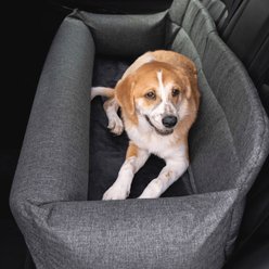 PawBrands PupProtector Memory Foam Dog Car Bed, Grey, Full Back Seat
